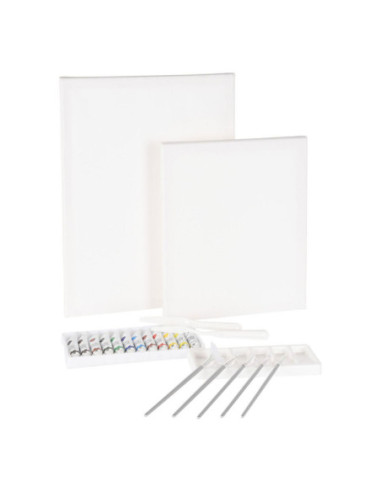 Schildersset met Canvas Verf en Penselen