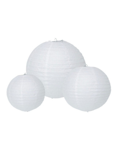 Lampion Papier Rosegoud/Wit Set van 6