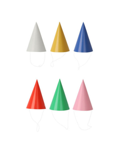 Feesthoedje Papier Kleur 8st.