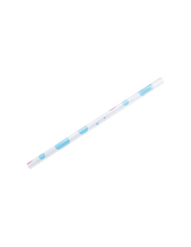 Cadeaupapier Blauw/Roze Stippen 4mtr.