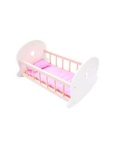 Poppenbedje Schommelwieg Roze/Wit