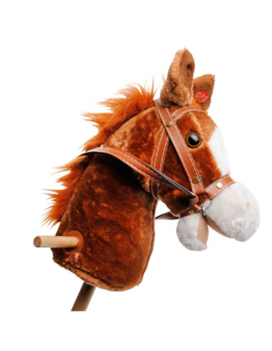 Houten Stokpaard met Geluid Bruin