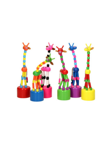 Houten Drukpop Giraffe Gekleurd