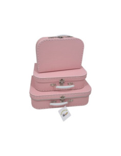 Kartonnen Koffer Set Roze 3st.