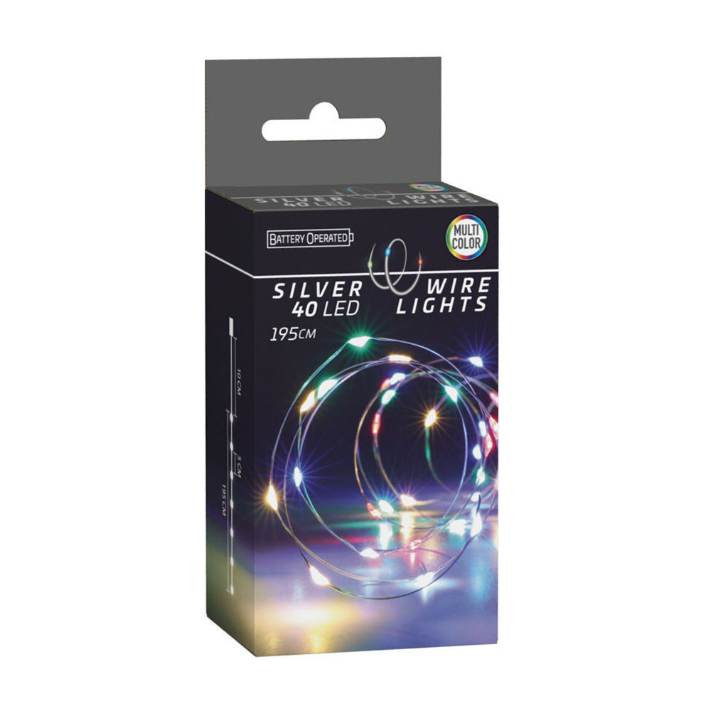 Led Lichtsnoer Zilverdraad 195cm - Gekleurd
