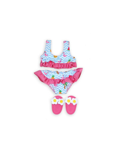 Poppen Bikini met Slippers Flamingo...