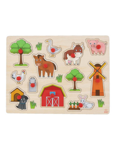 Noppenpuzzel Hout Boerderij 12st.