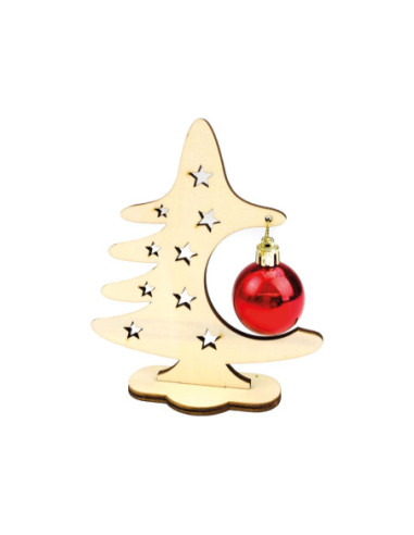 Houten Knutsel Kerstboom met Kerstbal