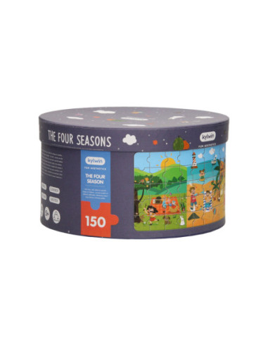 Ronde Puzzel in Opbergbox - Vier...