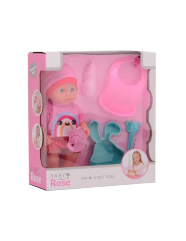 Baby Rose Drink- en Plasbabypop 20cm