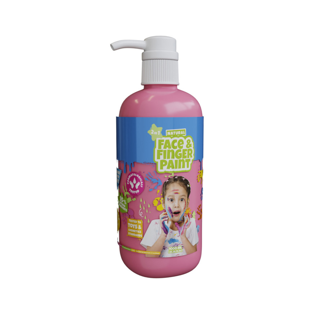 Natural Face & Fingerpaint Fles met Pompje - Roze 1L