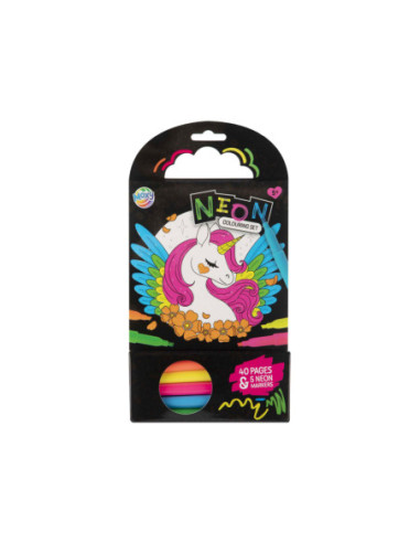 Kleurboek Eenhoorn met 5 Neon Stiften...