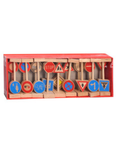 Houten Verkeersbordenset...