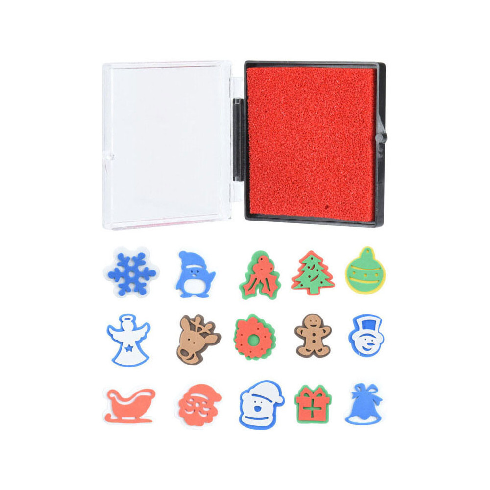 Set Kerststempels met Stempelkussen 9dlg.