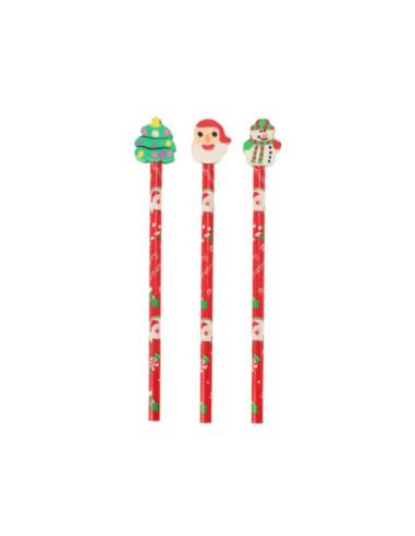 Potlood met Gum Kerst 3st.