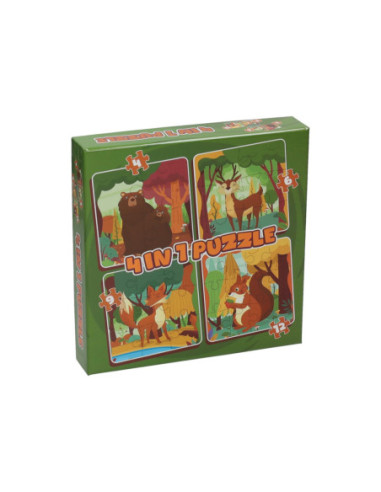 Legpuzzel 4in1 - Bosdieren 12st.
