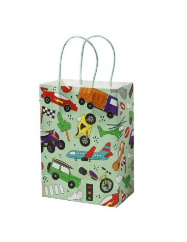 Geschenktasjes Papier Voertuigen 12st.