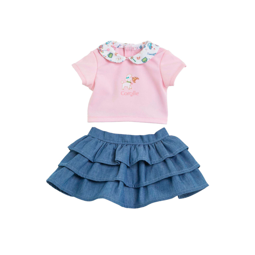 Corolle Rok met Ruches en T-Shirt voor Babypop 30cm.