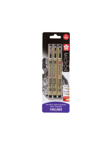 Sakura Blisterkaart Pigma Micron 3 Stuks