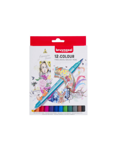 Bruynzeel Fineliner Brushpennen 12st.