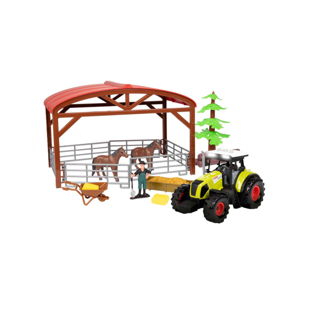 Ackers Ville Paardenstal met Tractor Licht en Geluid Speelset 14dlg.