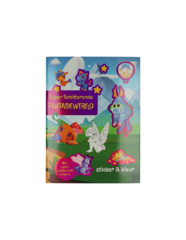 Kleur- en Stickerboek Fantasie Wereld
