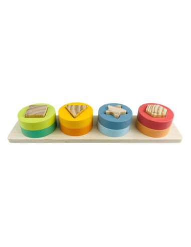 Houten Stapelpuzzel met Vormen, 9dlg.