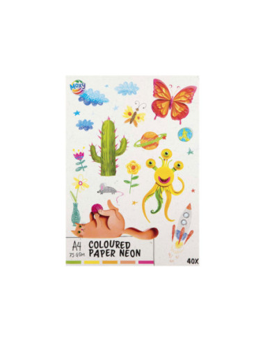 Gekleurd Papier fluor A4, 40 Vellen 5...