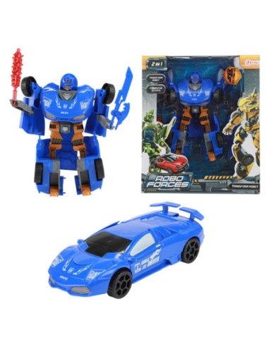 Roboforces Transformeer Auto Robot Blauw