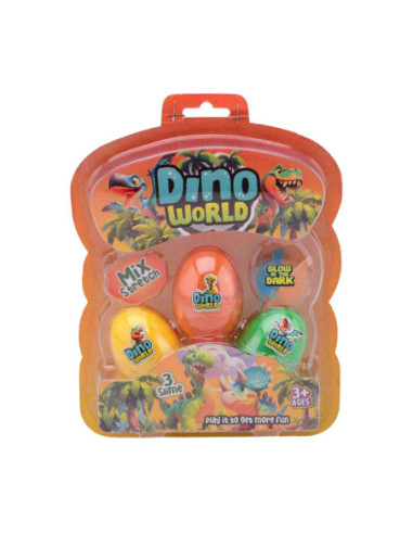 Dino World - 3 Slijmeieren met Glow...
