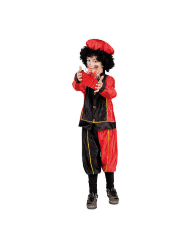 Kostuum Piet  Zwart Rood, 7-9 Jaar