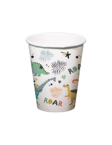 Papieren Bekers Dino Roars 250ml, 6st.