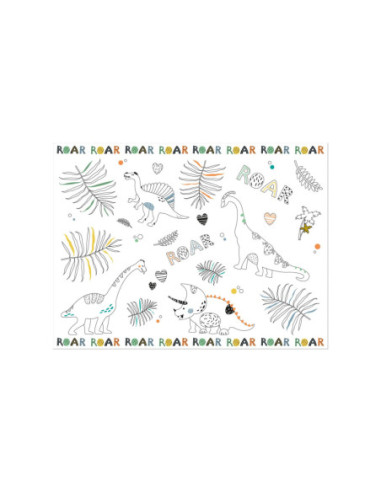 Kleurplaat Placemat Dino Roars, 6st.