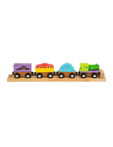 Bigjigs Houten Monster-trein, 4dlg.