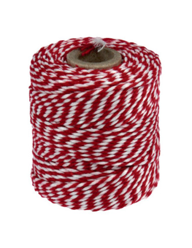 Touw katoen 45meter 50gr rood/wit