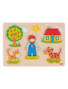 Goki Houten Noppenpuzzel, 5st.