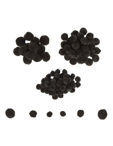 Colorations - Mini Pompons Zwart, 100st.